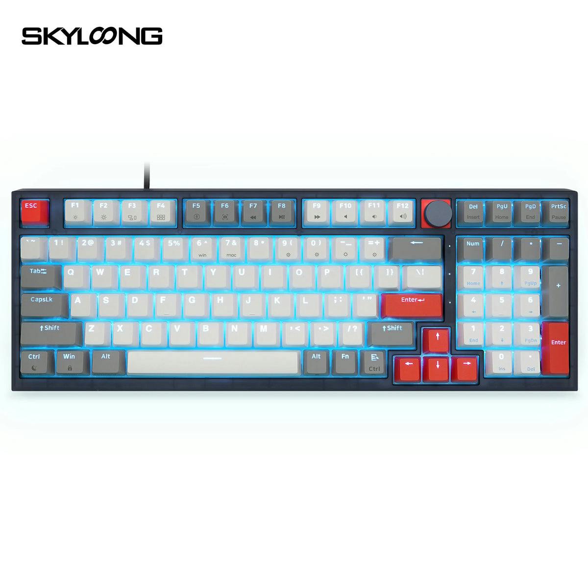 SKYLOONG GK980 Double Shot - GreyWhite(Optical) USB / White Light / Optical Red