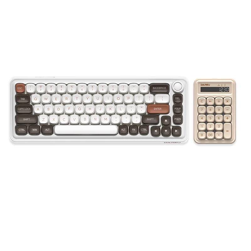 DAREU Z68 Sugar Cube Series Mechanical Keyboard Z68 Mocha+Z19 Numpad / Kailh MX Light