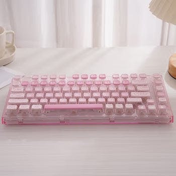 XINMENG X75 Transparent Mechanical Keyboard Pink-three mode / Salt White(45g Tactile)