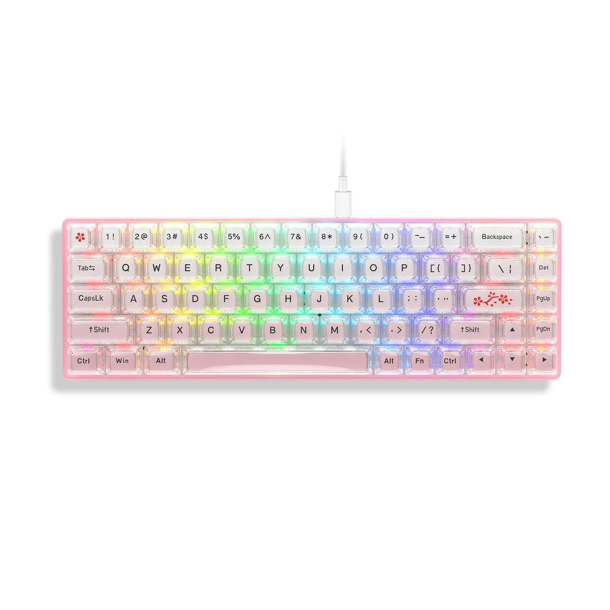 Womier WK68 Hot-swappable 68 Keys Wired Mechanical Keyboard Peachy Pink