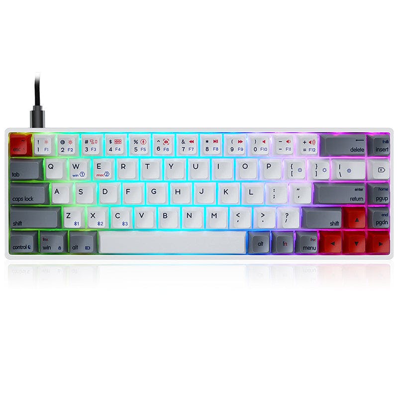 SKYLOONG GK68 White Wireless Mechanical Keyboard Wired & Wireless / Gateron Brown Switch